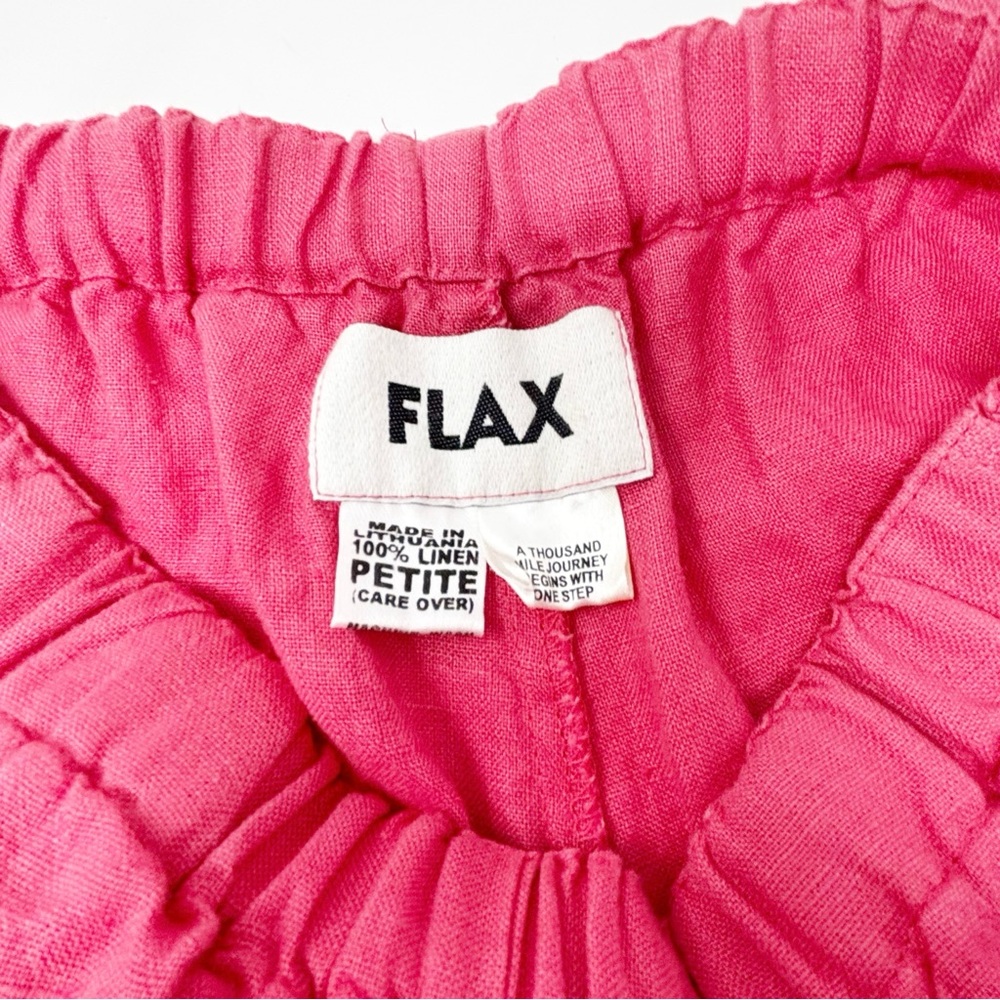 FLAX Women’s Red Linen Wide Leg High Waist Crop Pull On Pants Lagenlook Size P - Picture 5 of 5